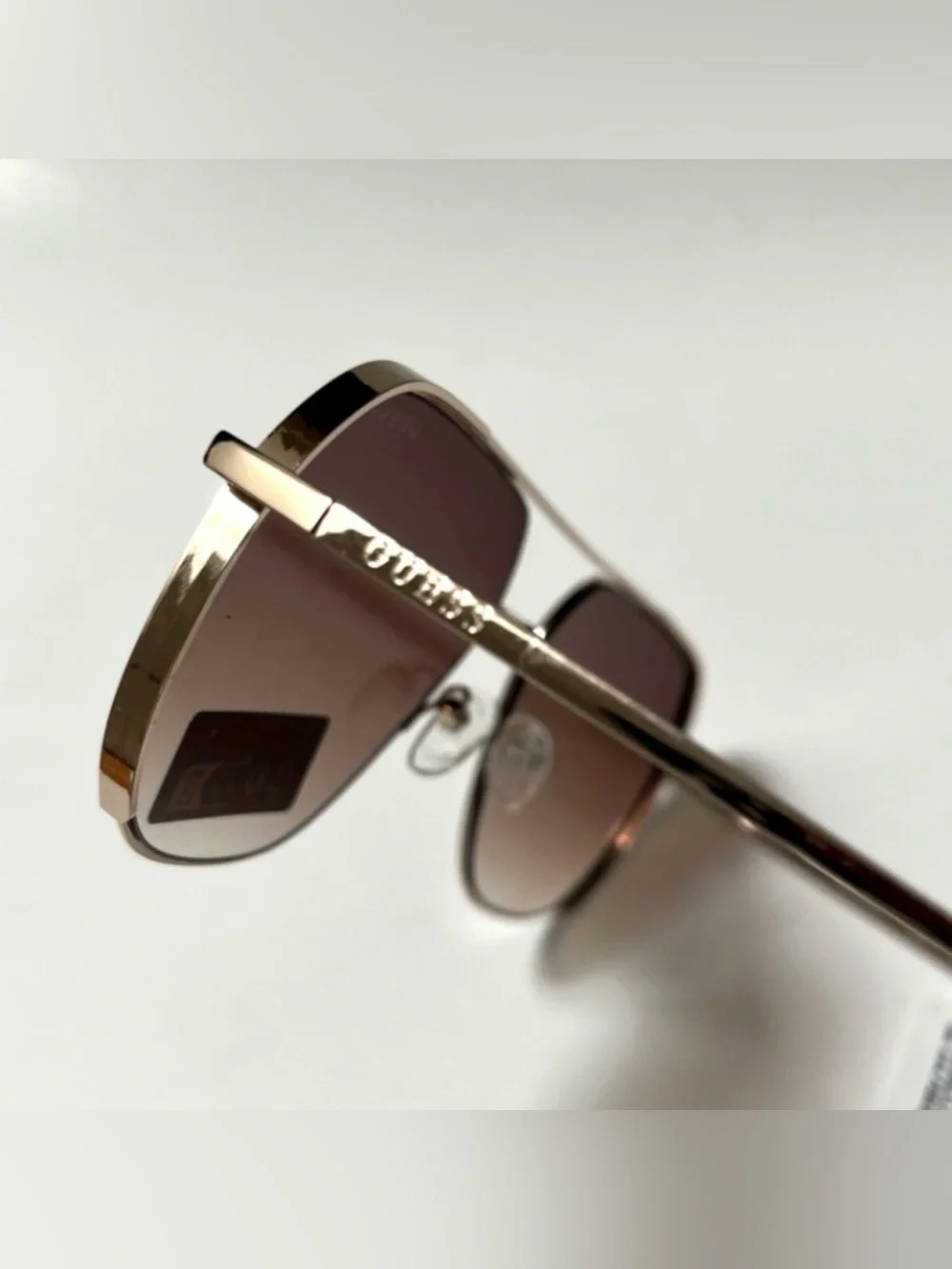 NWT GUESS Double Bridge Aviator Sunglasses G000064 Classic Gold Brown unisex